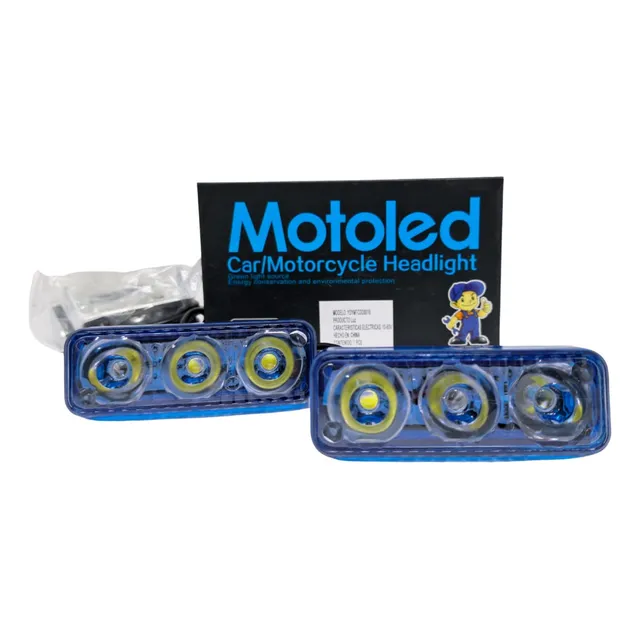 Faro Para Moto 3 Led Blanco Strobo 10/60v.