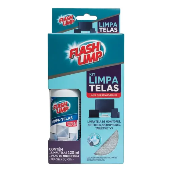 Limpa Telas Spray Multiuso 120ml Desengordura Flash Limp