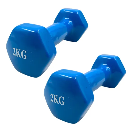 Par De Mancuernas Hexagonal De Vinilo 2kg C/u (total 4kg)