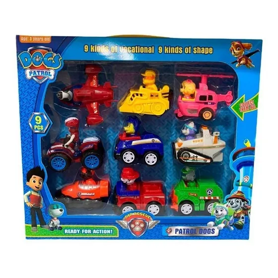 Colección de juguetes de fricción Kit 9 Paw Patrol Carts