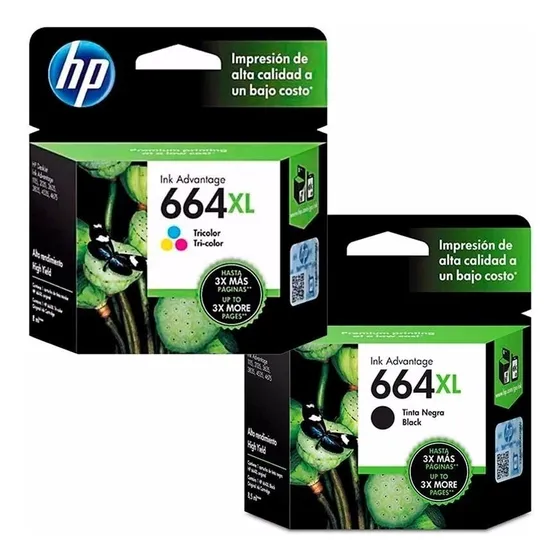 Cartucho de tinta HP 664XL color negro/tricolor de 8 mL 2 unidades