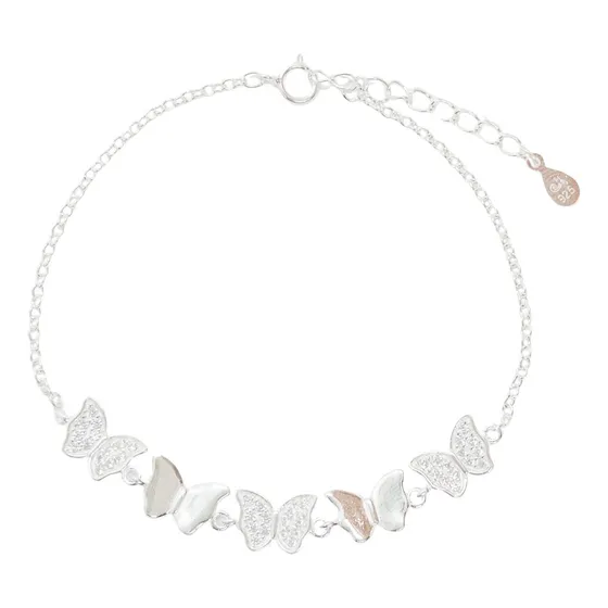 Pulsera De Plata 925 Con Dijes De Mariposas