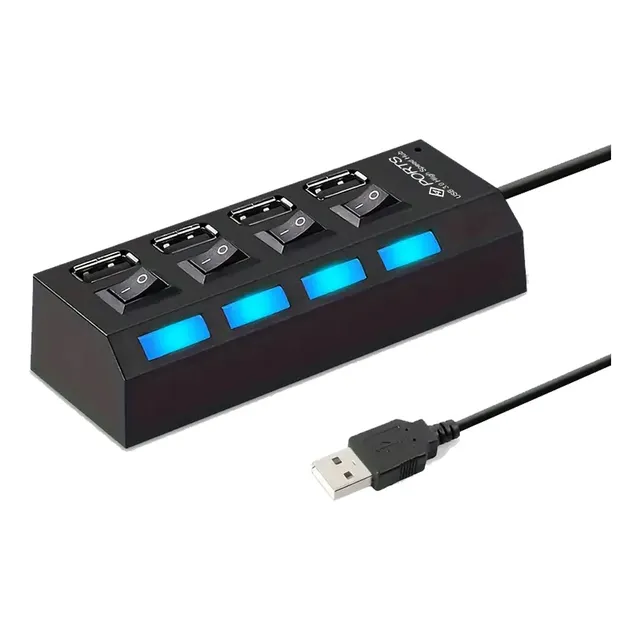 Multiconector 4 Puertos Usb Alta Velocidad, Pc, Tv, Móviles. Color Negro