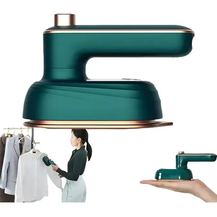 Mini Ferro De Passar Roupa A Vapor Para Viagem Bivolt Verde-escuro 127/220v