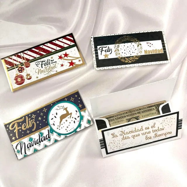 Docena Tarjeta Felicitacion Combo Dinero Navidad Intercambio