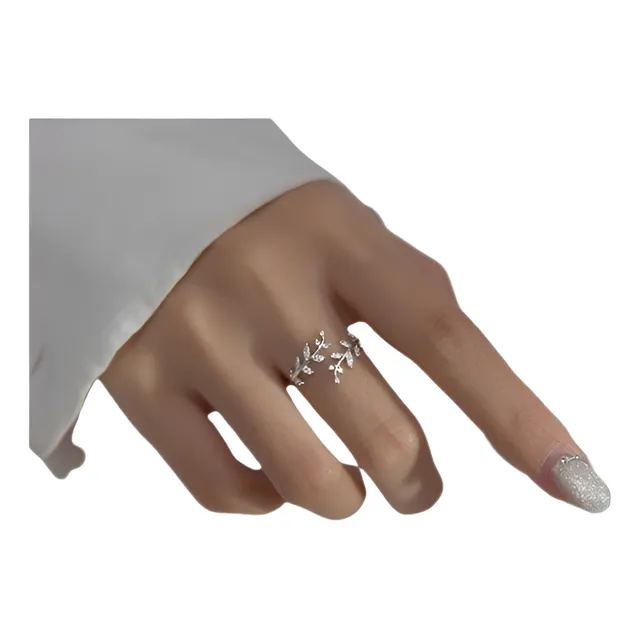 Anillo De Circon Para Mujer, Hoja Abierta, Ajustable, Import