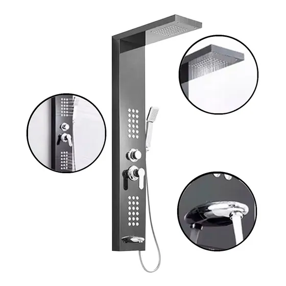 Regadera De Pared Tipo Lluvia Kit Hidromasaje Telefono Acero