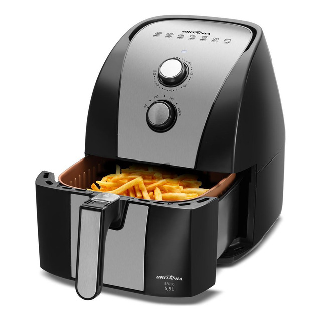 Britânia Air Fryer Bfr51 5,5l Antiaderente Gold Potência De 1500w Cor Preto Britânia Air Fryer Bfr51 5,5l Antiaderente Gold Potência De 1500w Cor Preto