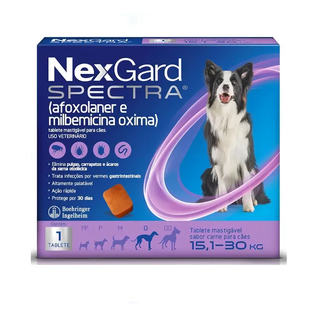 NexGard Pastilla antiparasitario Merial Antipulgas Spectra para perro de 15.1kg a 30kg