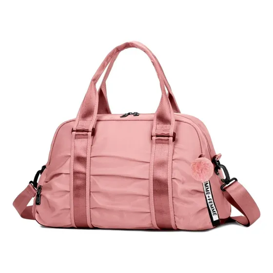 Bolsa Feminina Trichique Blogueira Esportiva Academia Chaveiro Cor Rosa-claro