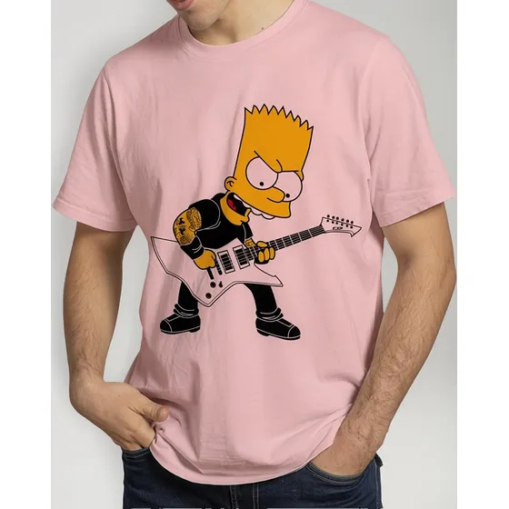 Camisetas Camisas De Bart Simpson Rock Geek Top Qualidade
