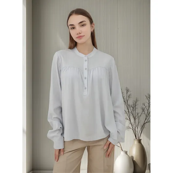 Blusa Lino Cuello Mao Brandon Nano
