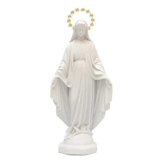 Imagem Nossa Senhora Das Graças 35cm Área Externa Pó Mármore Cor Branco