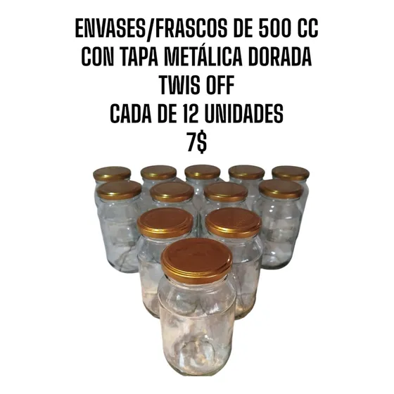 Envases Frascos Vidrios 500 Cc Bocon Tapa Twis Off