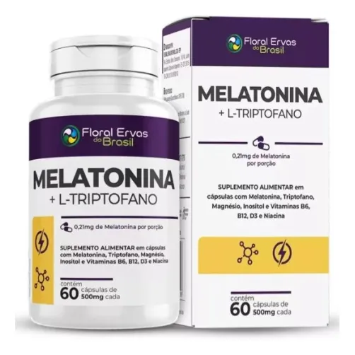 Melatonina + L-triptofano Magnésio Inositol  B6 B12 60 Caps
