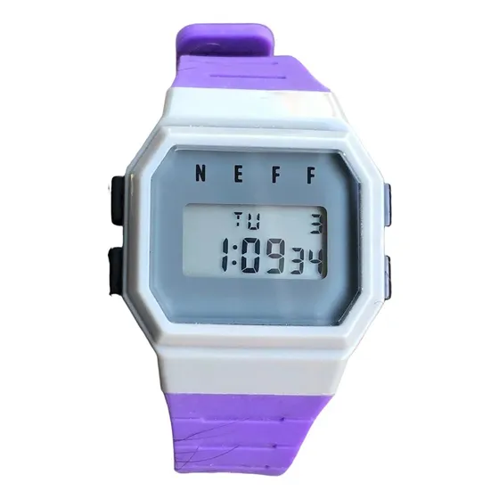 Reloj Vintage Neff Unisex Moda California Violeta Blanco Gris