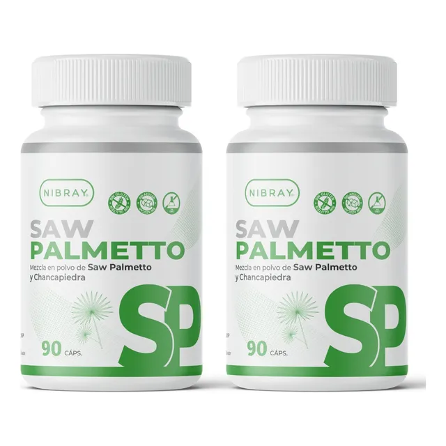 Pack 2 Frascos Saw Palmetto Con Chancapiedra 90 Cáps Nibray Sabor Sin Sabor