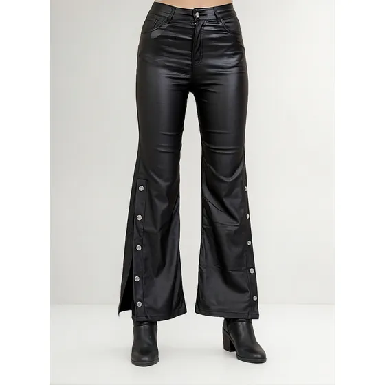 Wide Leg Engomado Soluna Moda Mujer Elastizado