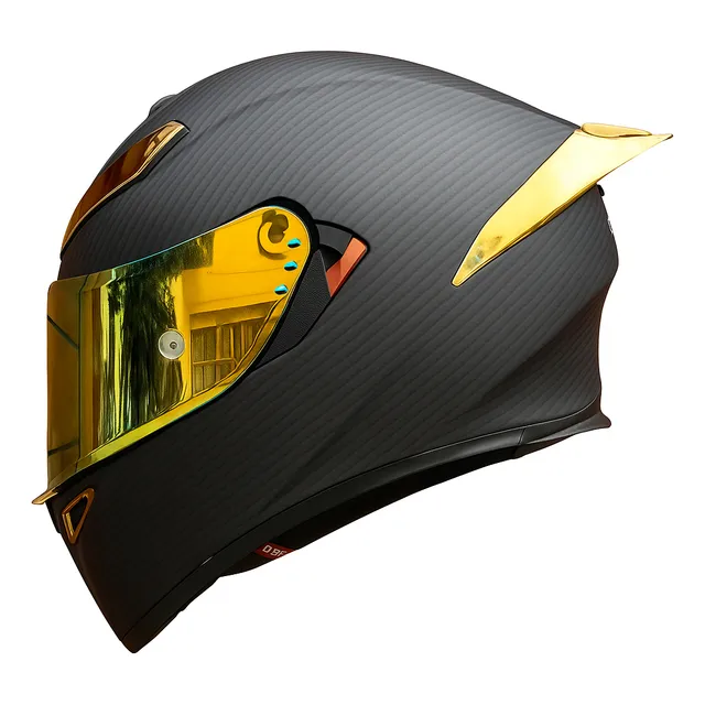 Casco Moto Axor Ex Bihr Zafiro Golden Dorado Doble Visor