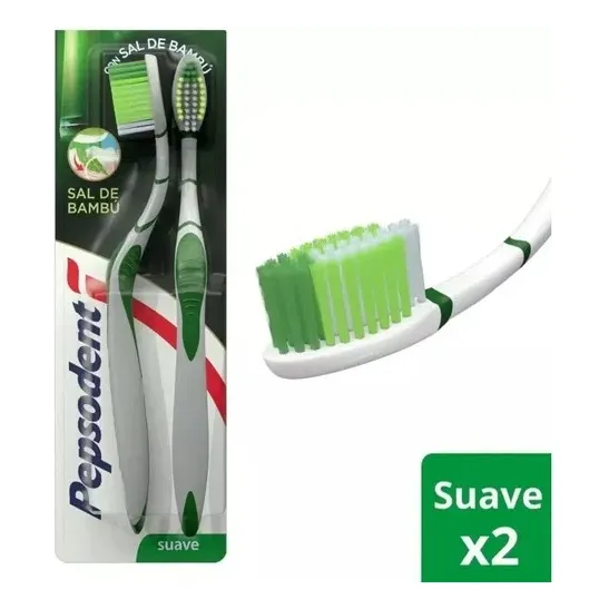 Cepillo Dental Pepsodent Con Sal De Bambú Suave 2 Un