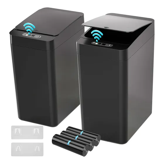 Papelera Con Sensor Tapa de basurero Automatica Canenaca de Basura Para el Baño Cocina X2