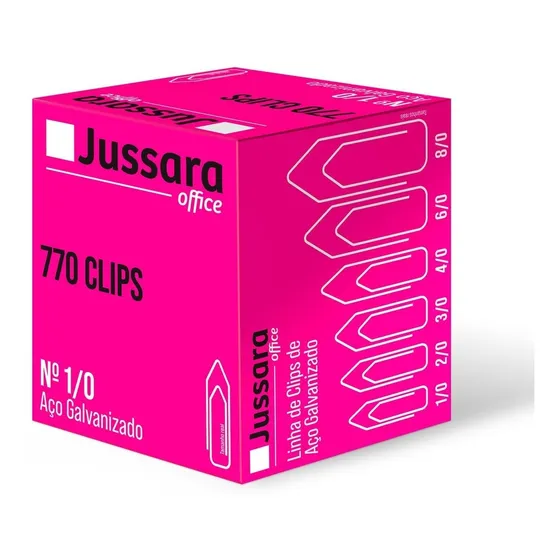 Clips Para Papéis Nº 1/0 Caixa Grande Com 770 Unidades Cor Cinza