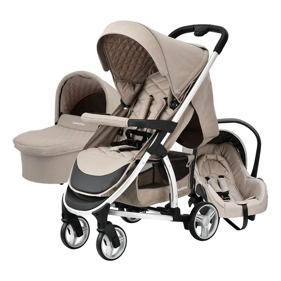 Cochecito Carestino London Beige + Huevito + Accesorios Color del chasis Plateado