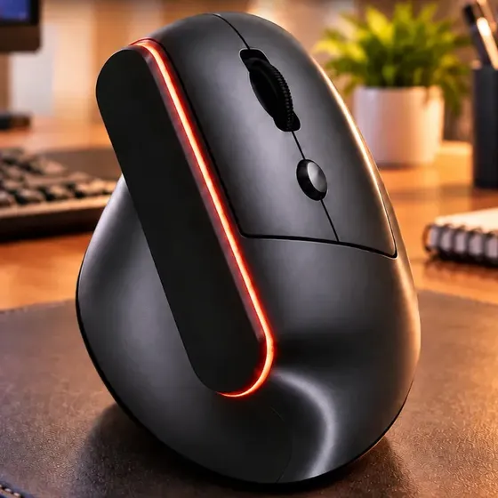 Mouse Vertical Ergonômico Sem Fio Bluetooth Recarregável 6 Botões 1600 DPI 2.4G Ajustável Escritório