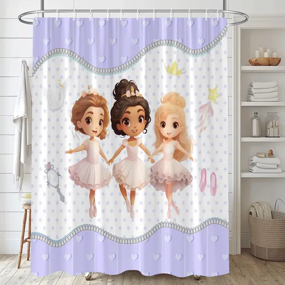 Cortina Ducha Para Niña Diseño Lago Cisne Ballet Elegante 59