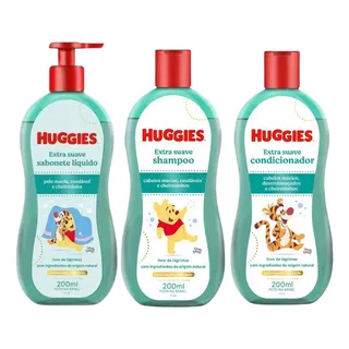 Kit Shampoo, Cond E Sabonete Liquido Huggies Extra Suave Kit Shampoo, Cond E Sabonete Liquido Huggies Extra Suave