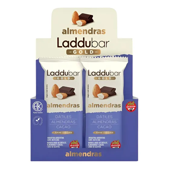 Caja X12 Barras Laddubar Gold Almendras, Datiles Y Cacao 30g
