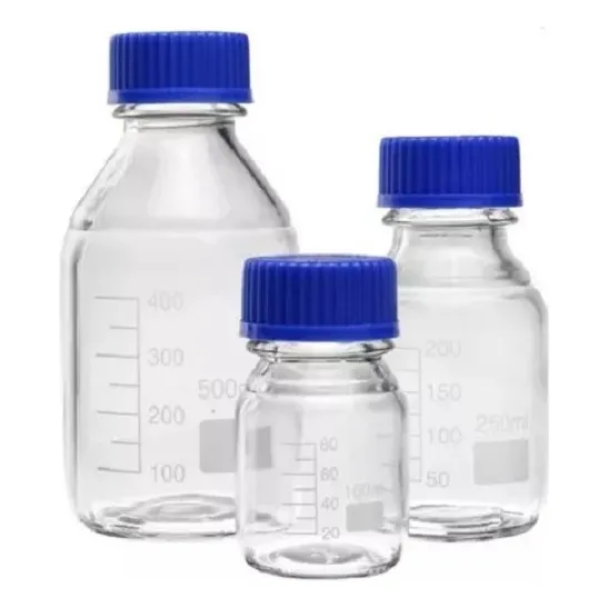 Frasco Vidrio Boro 3.3 Tapa Rosca Azul 100ml 