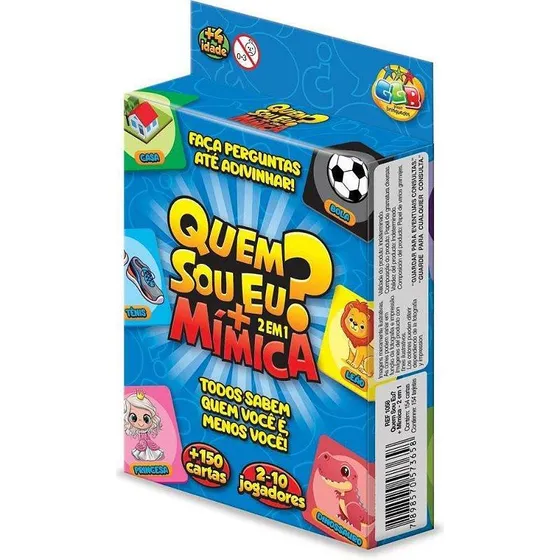 Jogo Infantil Quem Sou Eu 150 Cartas + Jogo Fazendo Mimica