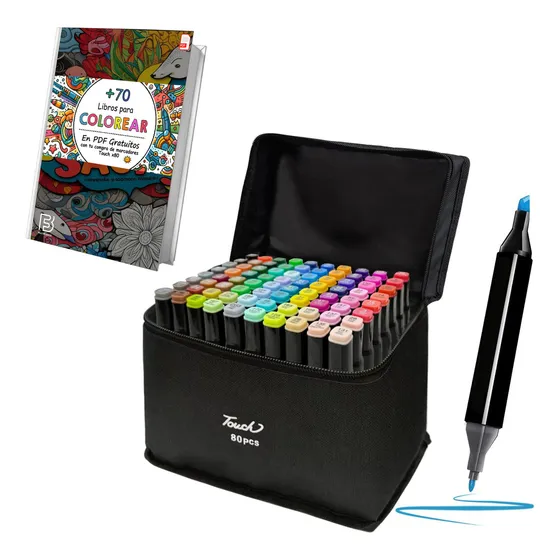 Marcadores Doble Punta X80 Unidades + Libro Pdfs Para Pintar