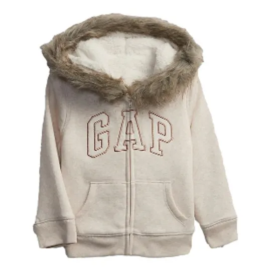 Blusa Moletom Sherpa Logo Gap Creme Bebê Menina