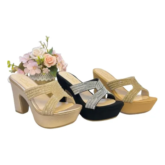 Sandalia De Tacon De Dama Con Plataforma 