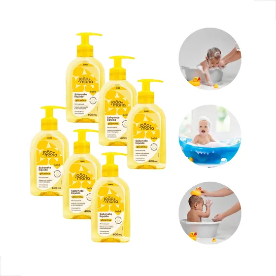 Sabonete Líquido Infantil João E Maria Bebê 400ml Kit C/6
