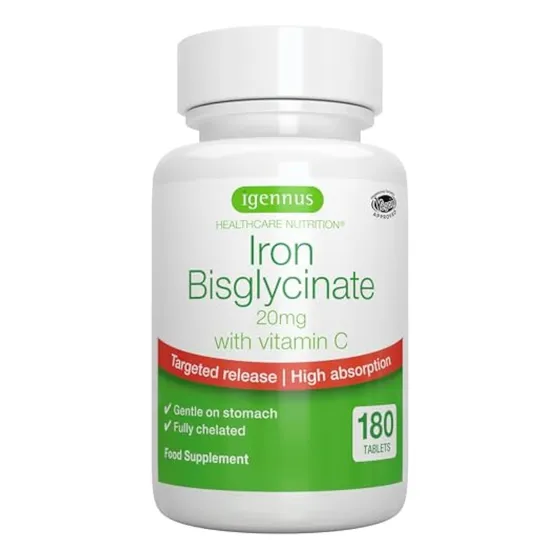 Bisglicinato De Hierro Quelado De Alta Absorción 20 Mg