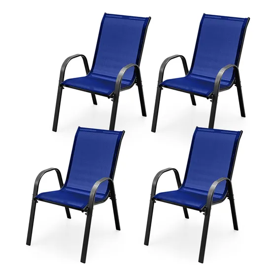 Juego De 4 Sillas De Comedor Apilables Para Patio Resistente