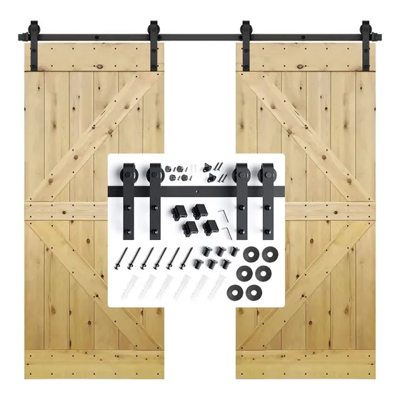Kit Riel Correderas 2.5m Para Colgar 2 Puerta Estilo Granero