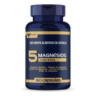 Magnésios 5 Fontes 60 Cåpsulas 500mg Muwiz Magnésios 5 Fontes 60 Cåpsulas 500mg Muwiz
