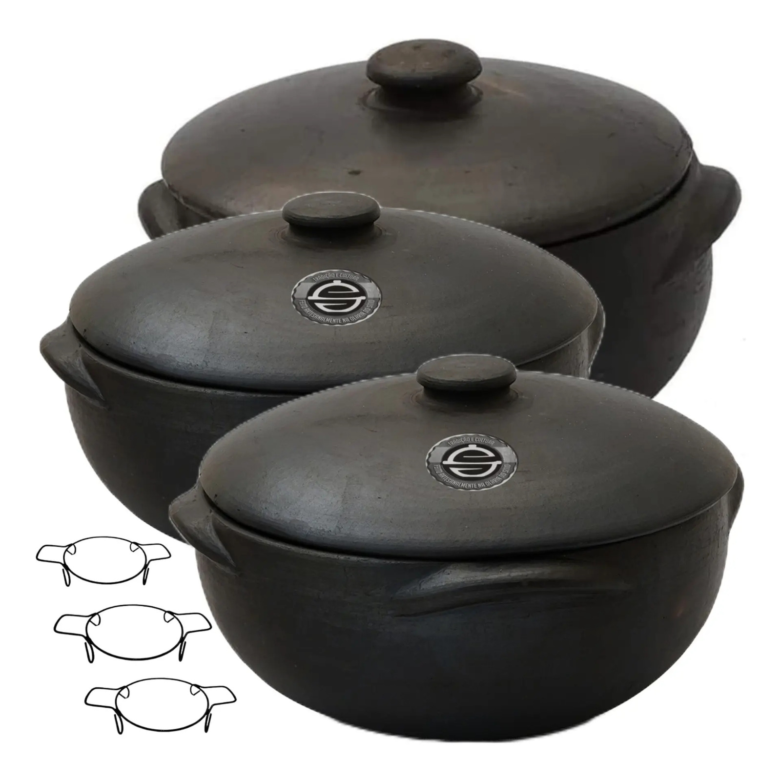 Conjunto Legitima Panelas De Barro Capixaba Nº 4, 6 E 8+sup Preto Conjunto Legitima Panelas De Barro Capixaba Nº 4, 6 E 8+sup Preto