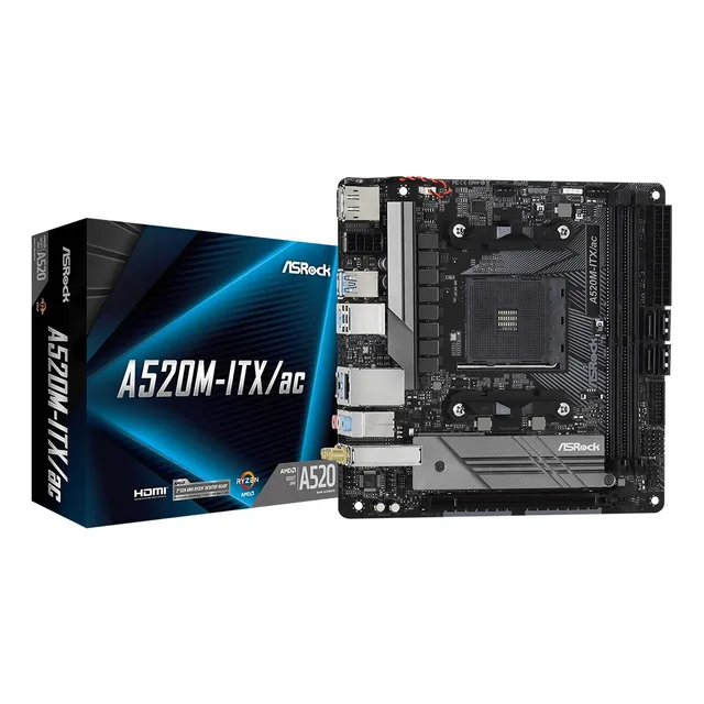 Placa Base Astock A520m-itx/ac Mini Itx Para Amd Ryzen