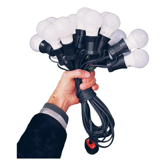 Guirnalda De Luces Con Lampara Led 7w A55 Muy Potentes 40 Mt