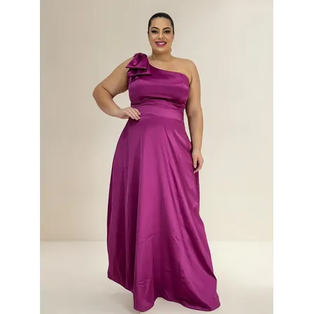 Vestido Festa Plus Size De Um Ombro Só Laço Envios24h G1g2g3