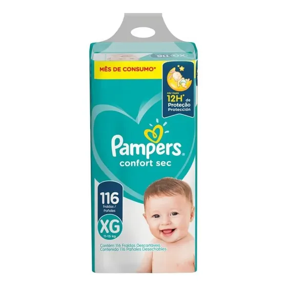 Pañales Pampers Confort Sec XG x 116 unidades | Cuotas sin interés