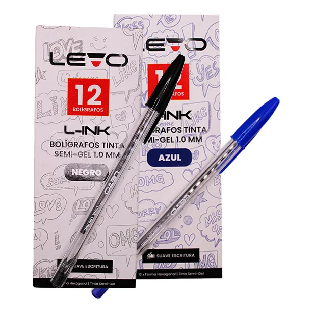 Bolígrafos Azul Negro Rojo Semigel L-ink Caja X12 1mm