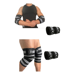 Kit Par De Vendas Para Rodilla Knee Wraps + Coderas Para Gym Kit Par De Vendas Para Rodilla Knee Wraps + Coderas Para Gym