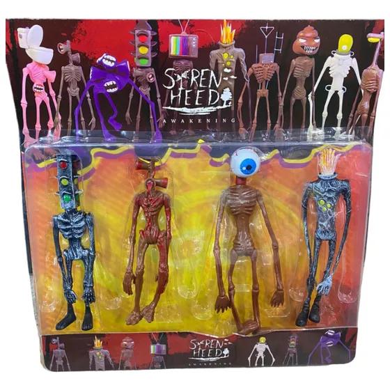 Set X4 Muñecos Figuras Siren Head Blister 20 Cm Terror 