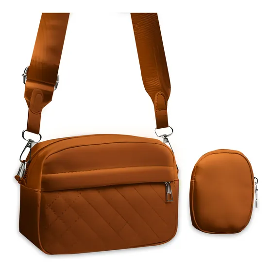Bolso De Hombro Para Mujer De Cuero Bandolera Gran Capacidad Color Marrón Diseño de la tela Cuadros